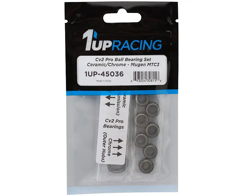 1UP Racing Mugen MTC3 Cv2 Pro Ball Bearing Set (Ceramic/Chrome)