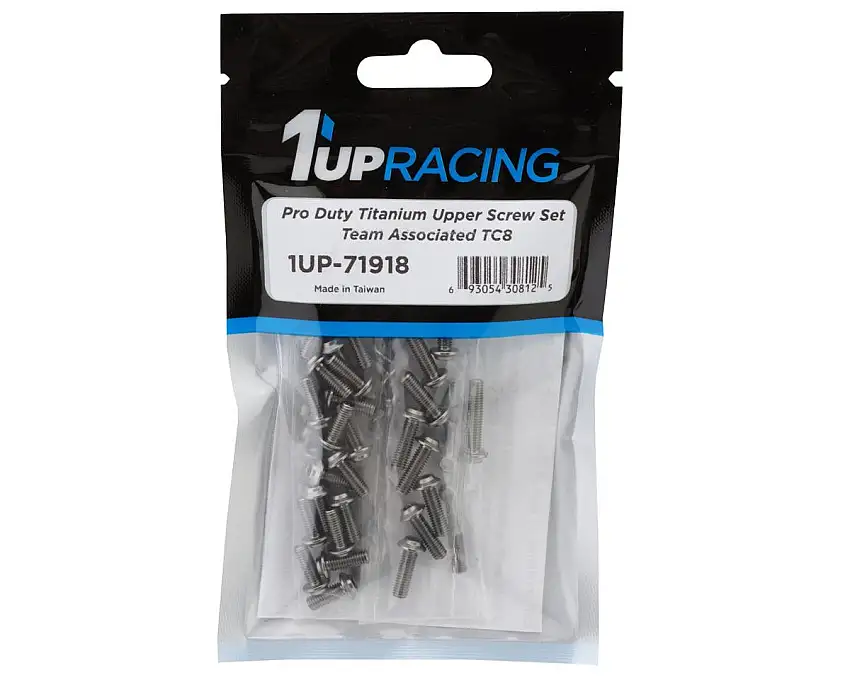 1UP Racing Associated TC8 Pro Duty Titanium Upper Screw Set (Silver) (68)