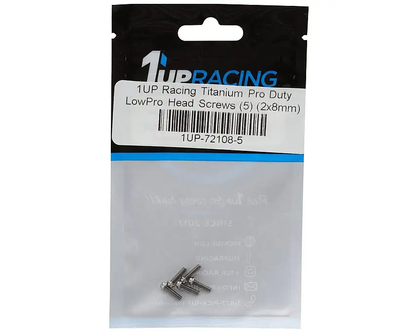 1UP Racing Titanium Pro Duty LowPro Head Screws (5) (2x8mm)
