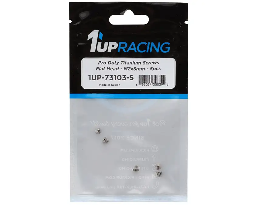 1UP Racing Titanium Pro Duty Flat Head Screws (5) (2x3mm)