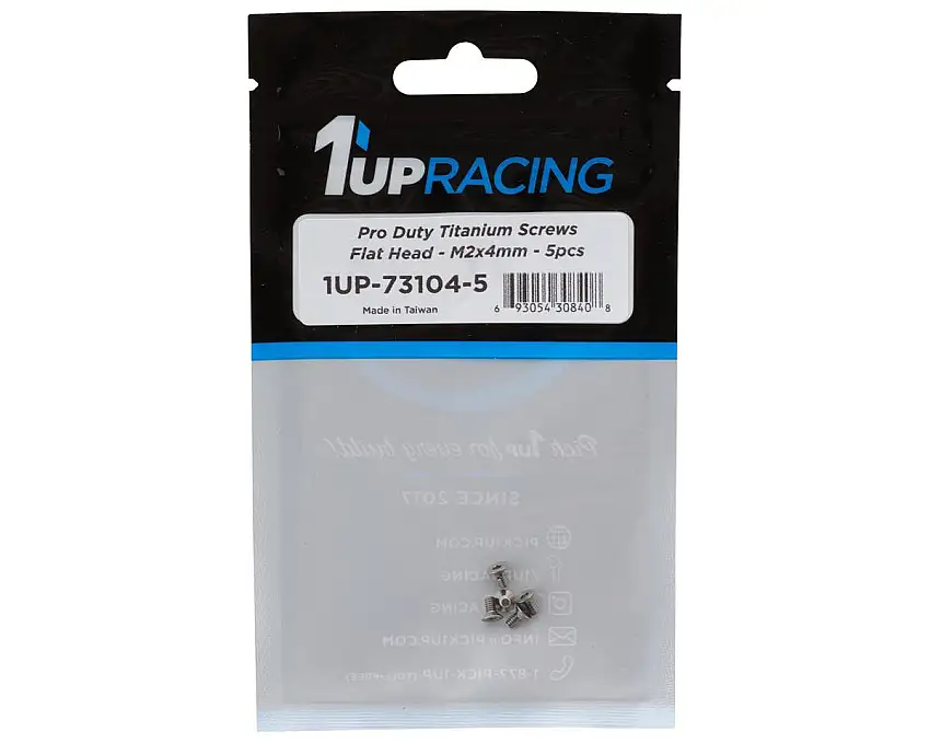 1UP Racing Titanium Pro Duty Flat Head Screws (5) (2x4mm)
