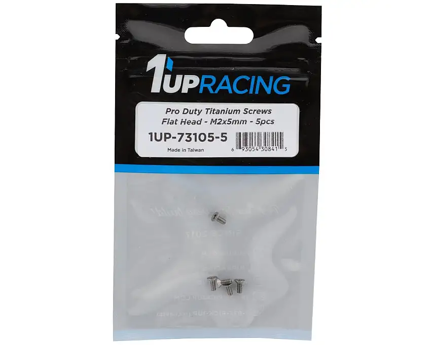 1UP Racing Titanium Pro Duty Flat Head Screws (5) (2x5mm)