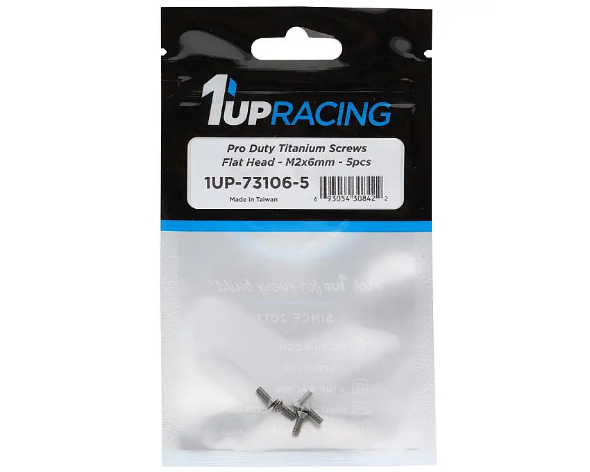 1UP Racing Titanium Pro Duty Flat Head Screws (5) (2x6mm)