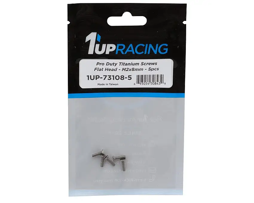 1UP Racing Titanium Pro Duty Flat Head Screws (5) (2x8mm)