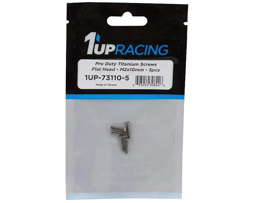 1UP Racing Titanium Pro Duty Flat Head Screws (5) (2x10mm)