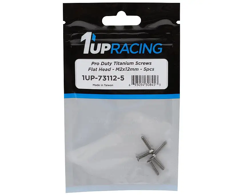 1UP Racing Titanium Pro Duty Flat Head Screws (5) (2x12mm)