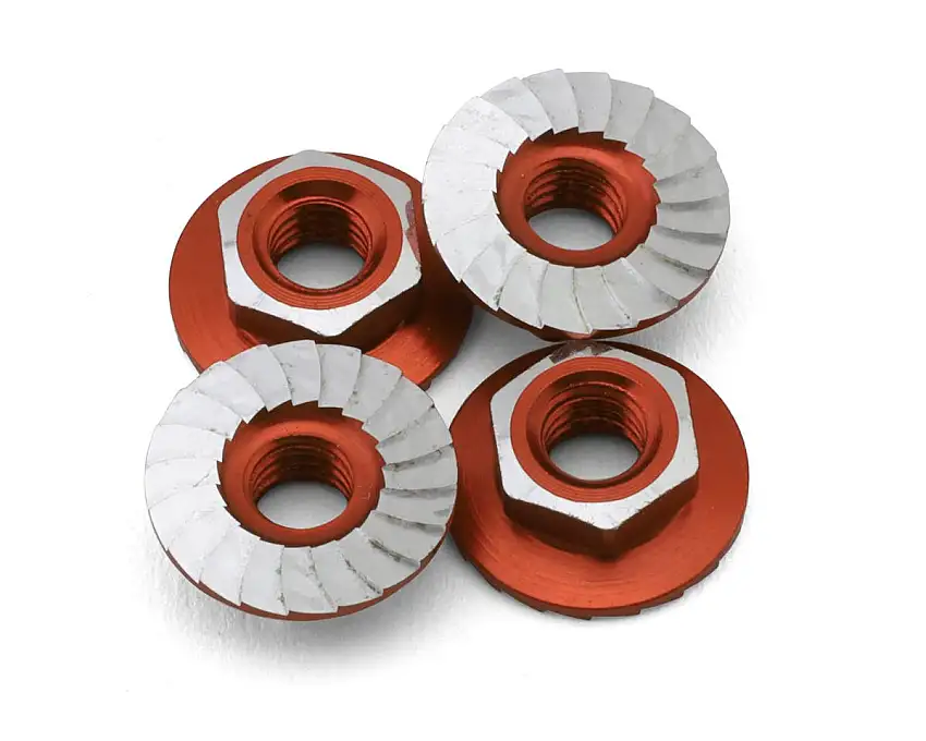 1UP Racing 4mm "Lockdown" Serrated Aluminum Wheel Nuts (Orange) (4)