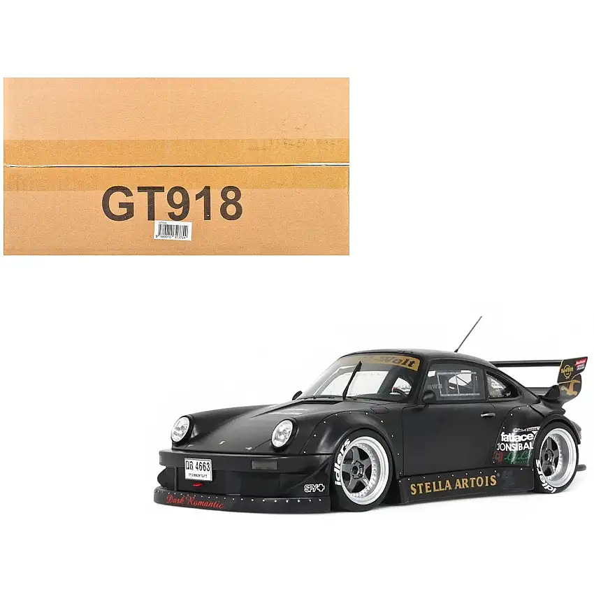 2010 Porsche RWB 964 "Stella Artois" Matt Black 1/18 Model Car by GT Spirit