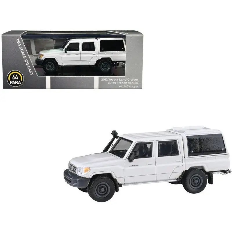 2012 Toyota Land Cruiser LC 79 French Vanilla White with Canopy 1/64 Diecast Model Car by Paragon Models