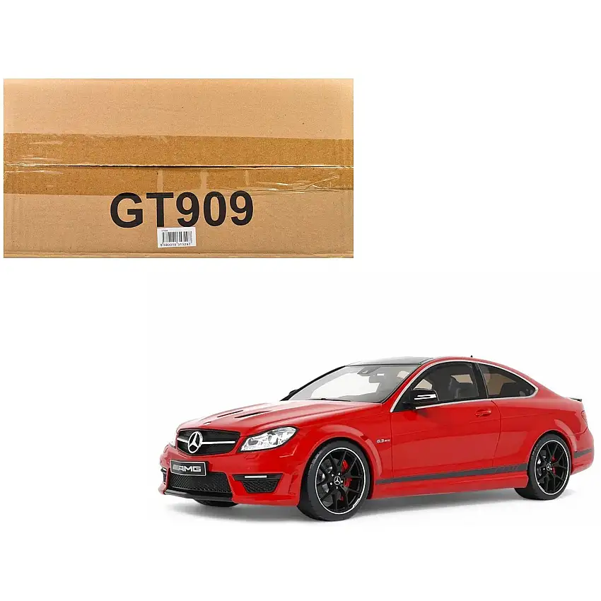 2014 Mercedes-Benz C63 AMG Red with Black Top 1/18 Model Car by GT Spirit