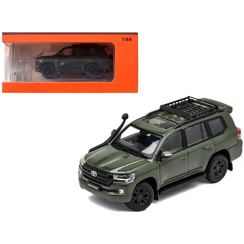 2015 Toyota Land Cruiser (200) Green with Roof Rack 1/64 Diecast Model Car by GCD