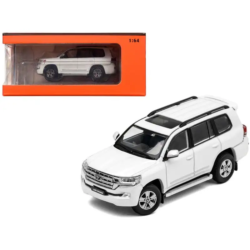 2015 Toyota Land Cruiser (200) White Metallic with Roof Rack 1/64 Diecast Model Car by GCD