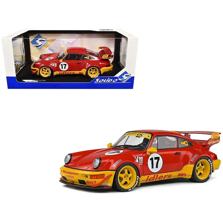 2016 RWB Bodykit #17 "Maty’s Idlers" Red and Yellow with Graphics 1/18 Diecast Model Car by Solido