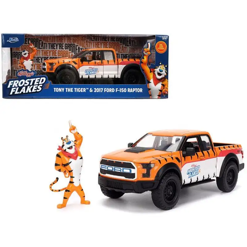 2017 Ford F-150 Raptor Pickup Truck "Frosted Flakes" Orange with Graphics and Tony the Tiger Diecast Figure "Hollywood Rides" Series 1/24 Diecast Model Car by Jada