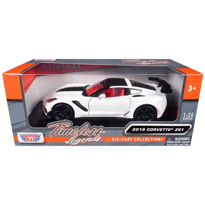 2019 Chevrolet Corvette ZR1 White and Black with Red Interior "Timeless Legends" Series 1/24 Diecast Model Car by Motormax