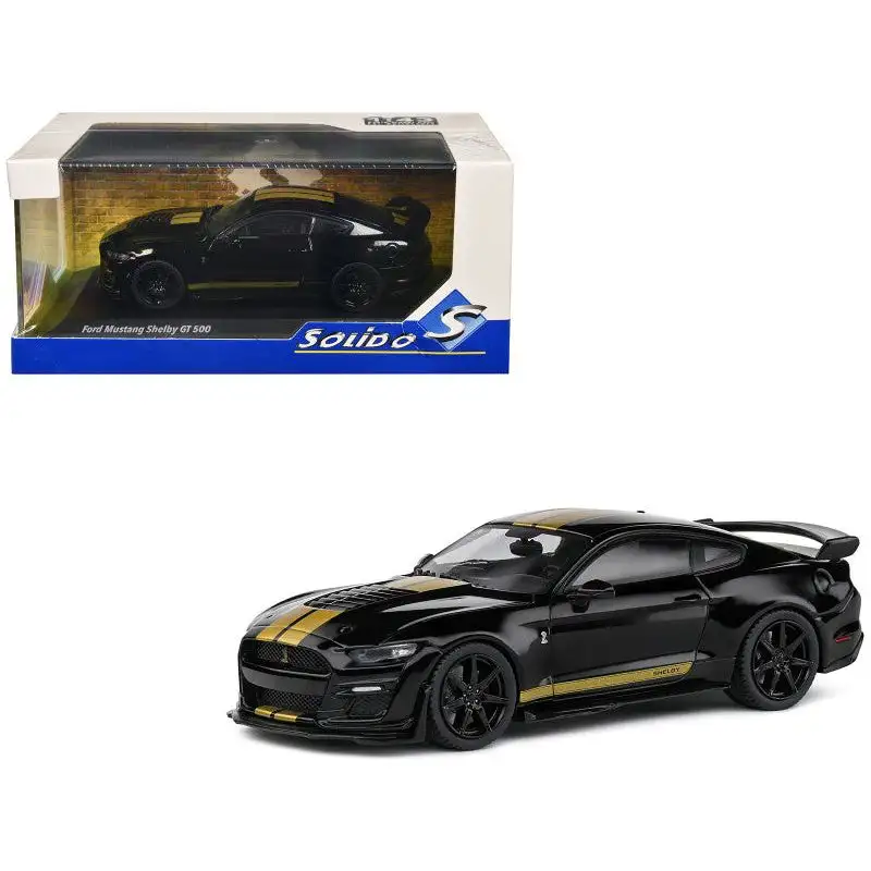 2020 Shelby Mustang GT500 Black with Gold Stripes 1/43 Diecast Model Car by Solido