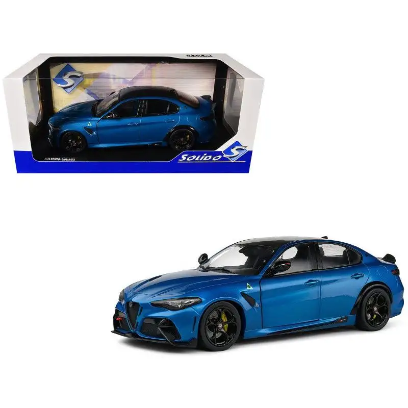 2022 Alfa Romeo Giulia GTA Anodized Blue Metallic with Carbon Top 1/18 Diecast Model Car by Solido