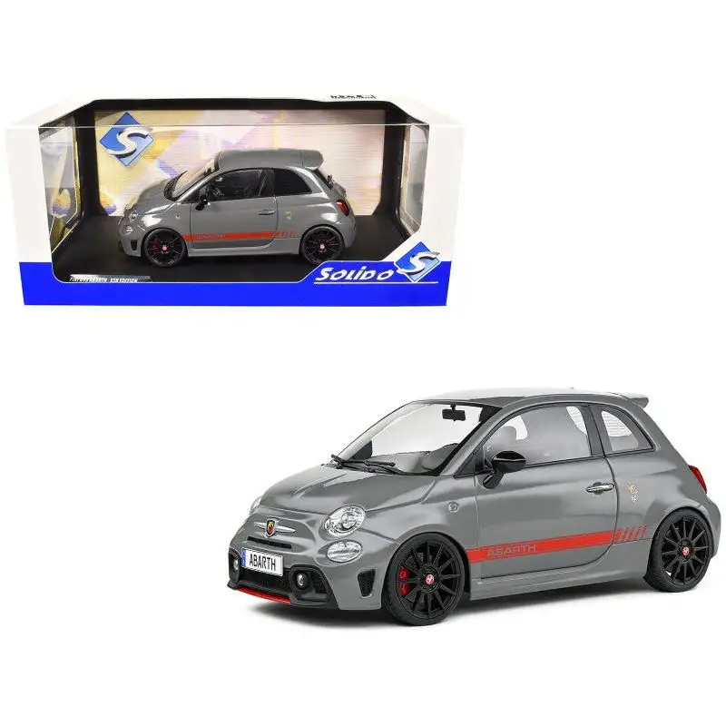 2022 Fiat 695 Abarth XSR Yamaha Record Gray with Red Stripes 1/18 Diecast Model Car by Solido