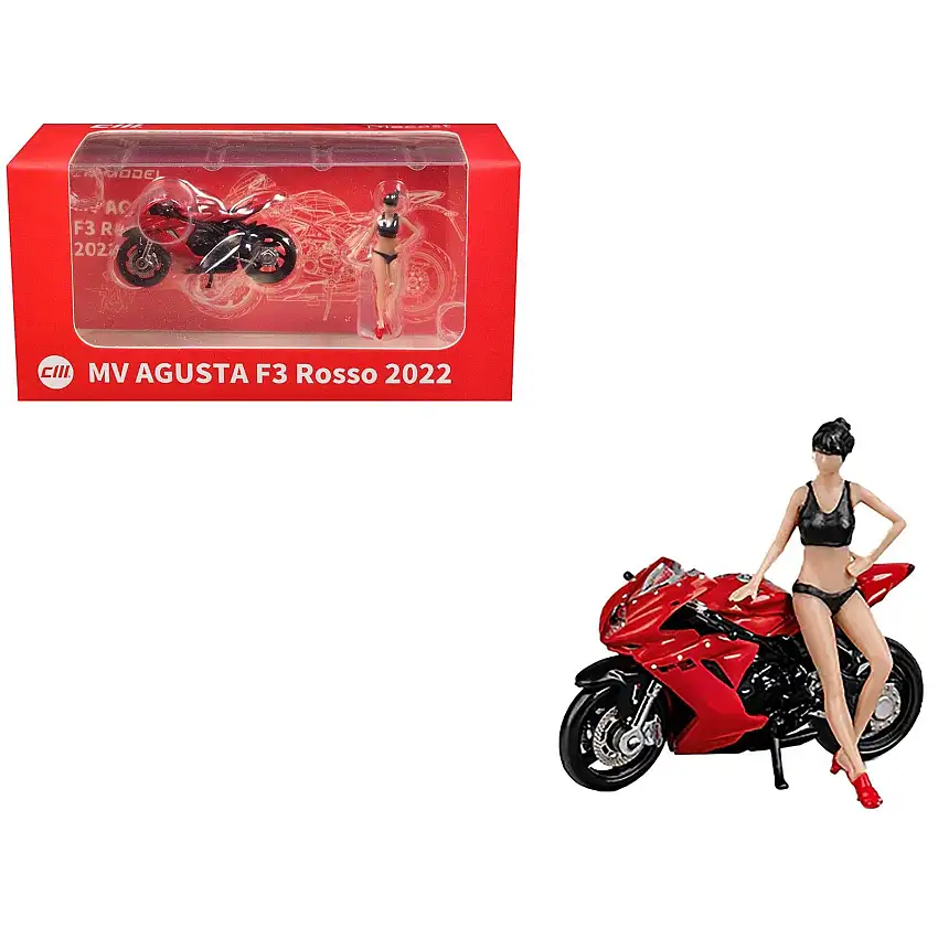 2022 MV Agusta F3 Rosso Motorcycle Red with Figure 1/64 Diecast Model by CM Model