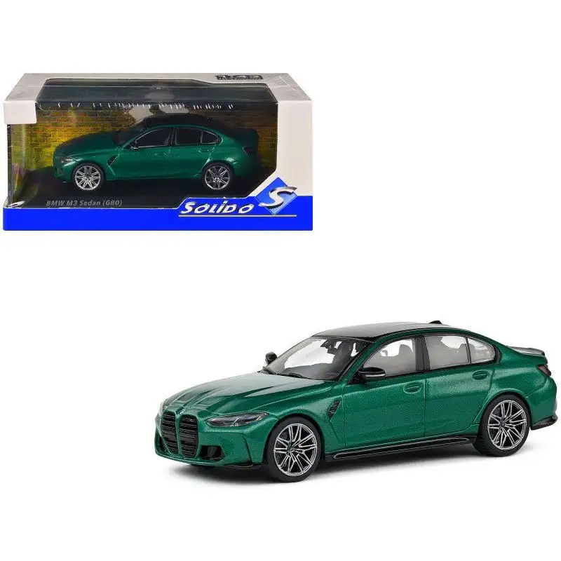 2023 BMW M3 Sedan (G80) Competition Isle of Man Green Metallic with Black Top 1/43 Diecast Model Car by Solido