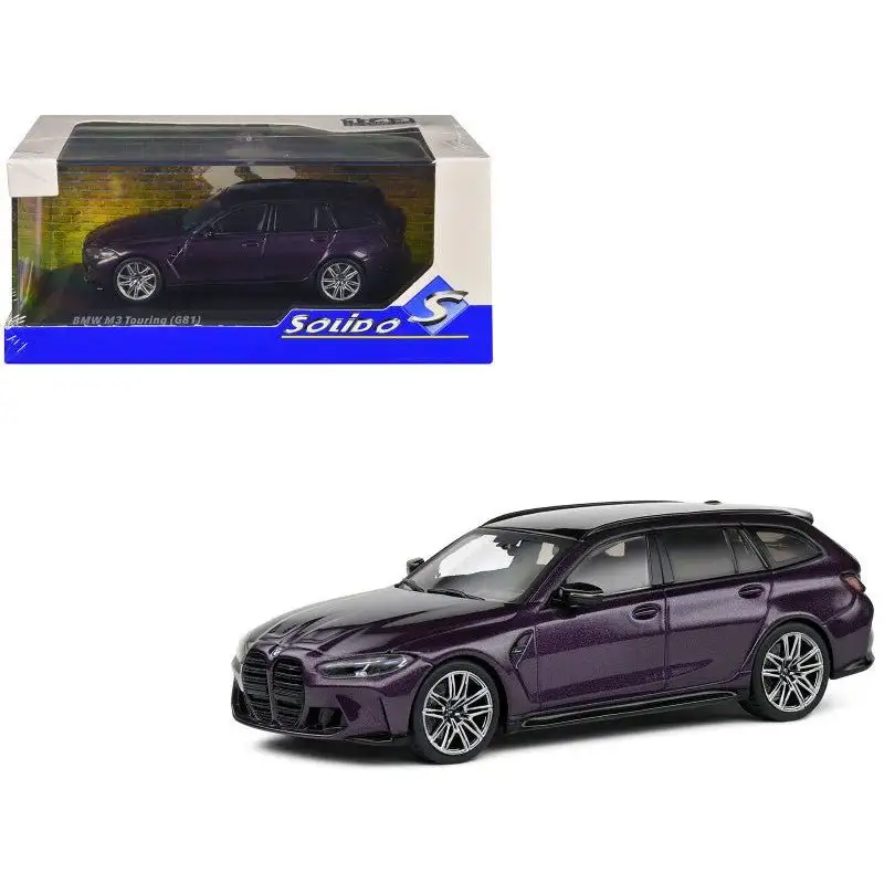 2023 BMW M3 Touring (G81) Competition Daytona Violet Metallic with Black Top 1/43 Diecast Model Car by Solido