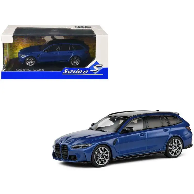 2023 BMW M3 Touring (G81) Competition San Marino Blue Metallic with Black Top 1/43 Diecast Model Car by Solido