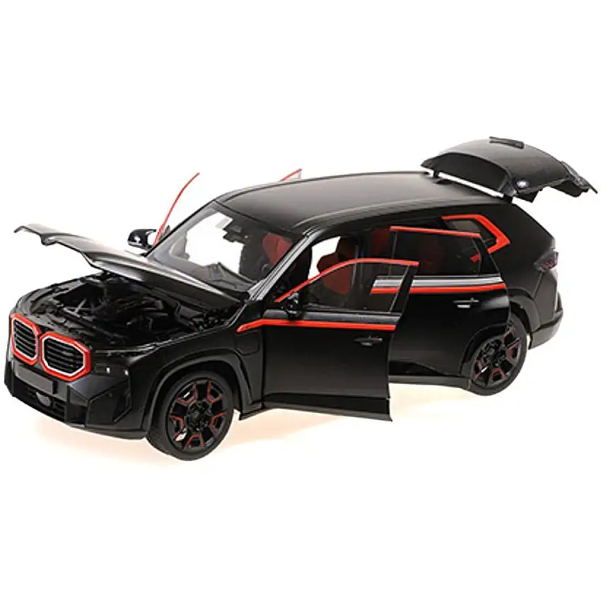 2023 BMW XM Matt Black with Red Stripes 1/18 Diecast Model Car by Minichamps