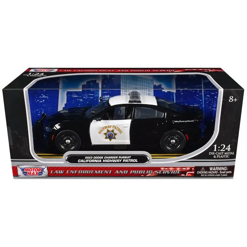 2023 Dodge Charger Pursuit Police Car "California Highway Patrol" Black and White "Law Enforcement and Public Service" Series 1/24 Diecast Model Car by Motormax