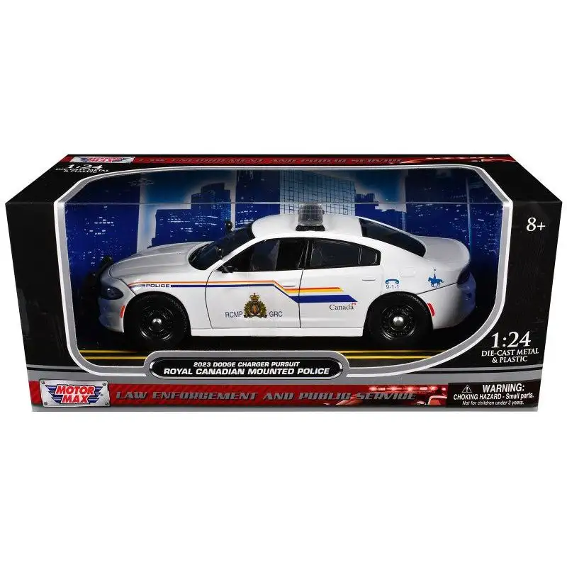 2023 Dodge Charger Pursuit Police Car "RCMP (Royal Canadian Mounted Police)" White "Law Enforcement and Public Service" Series 1/24 Diecast Model Car by Motormax