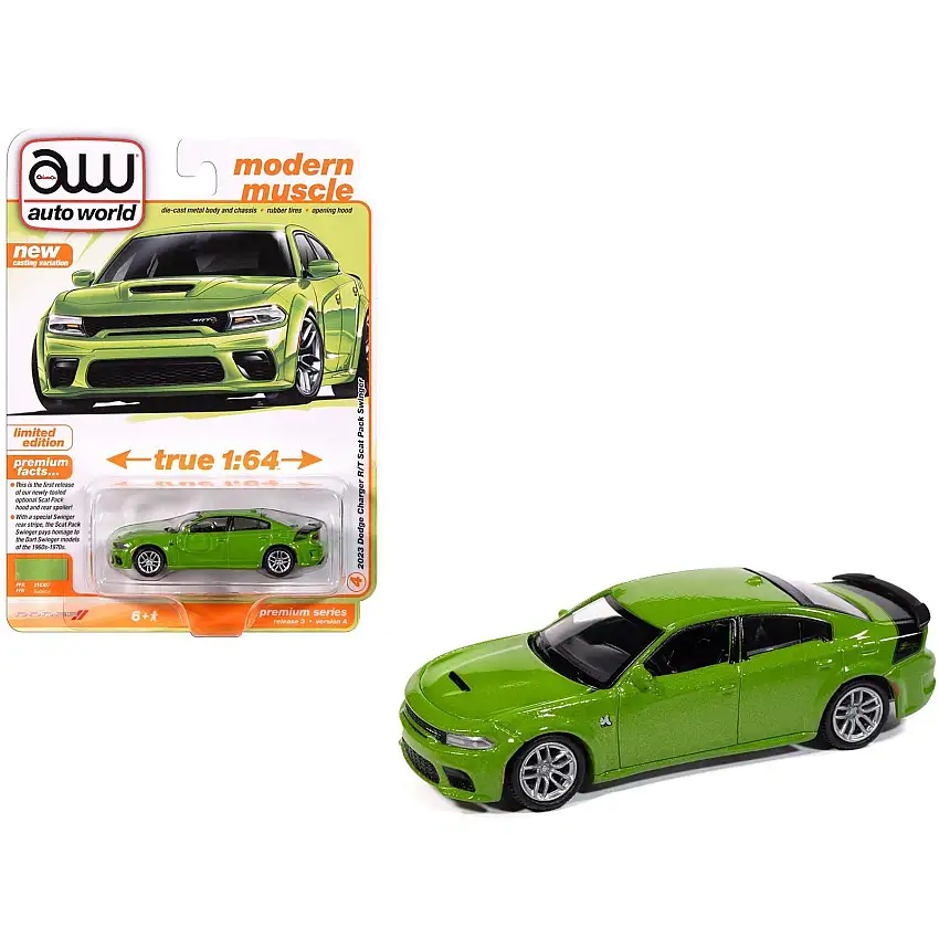 2023 Dodge Charger R/T Scat Pack Swinger Sublime Green Metallic "Modern Muscle" Series 1/64 Diecast Model Car by Auto World