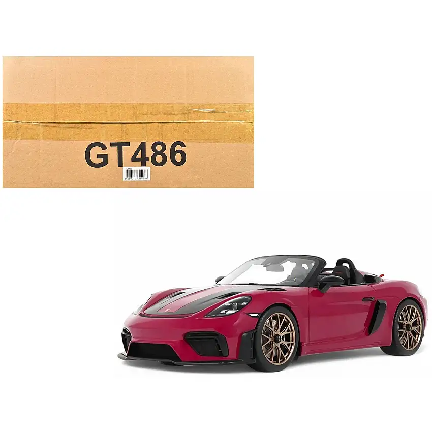 2023 Porsche 718 Spyder RS Purple with Carbon Stripes 1/18 Model Car by GT Spirit