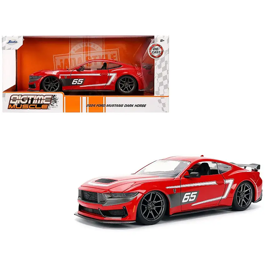 2024 Ford Mustang Dark Horse #65 Red with White Graphics "Bigtime Muscle" Series 1/24 Diecast Model Car by Jada