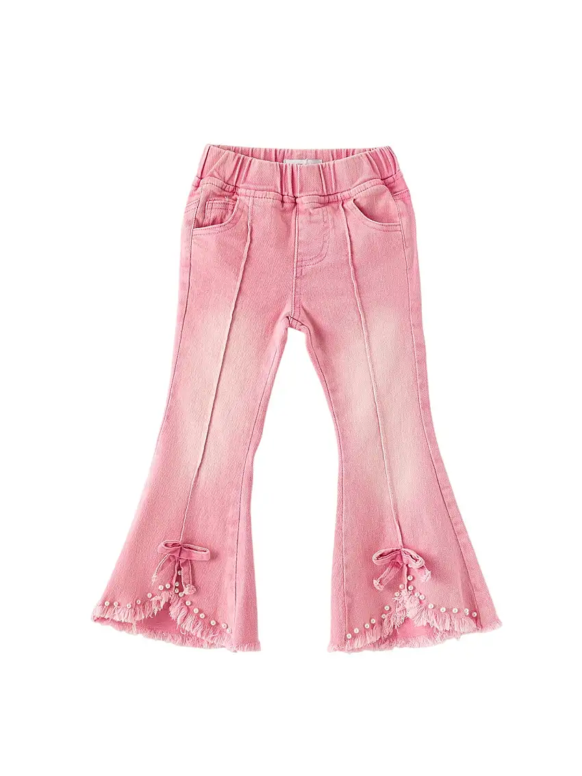 Pink Flared Elastic Jeans