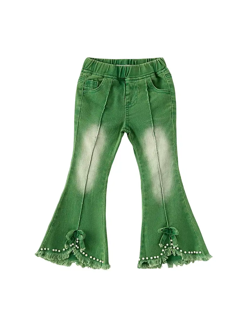 Green Flared Elastic Jeans