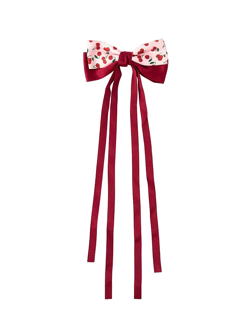 Cherry Bow Ribbon 4.5 Inch Hairpin