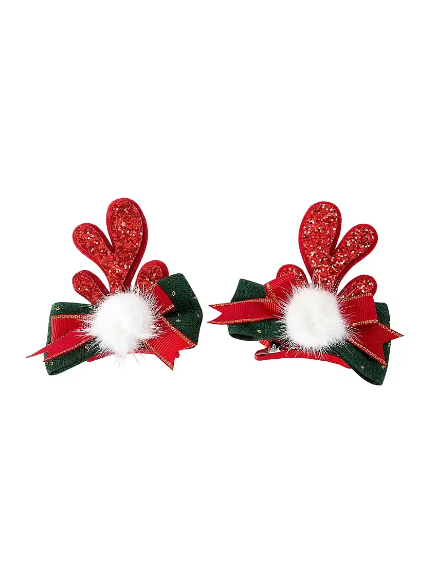 Christmas Elk Pom Pom Girls Hair Clip