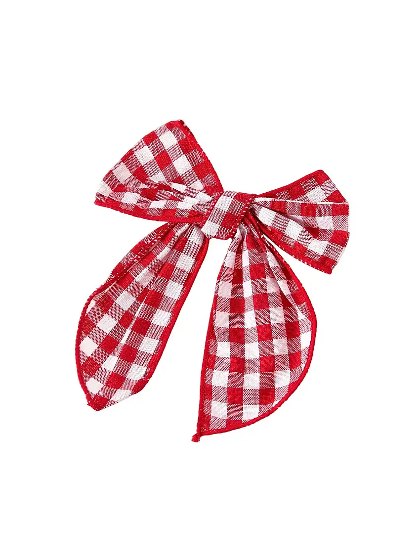 Christmas Red And White Plaid Bow 5 Inch Hairpin