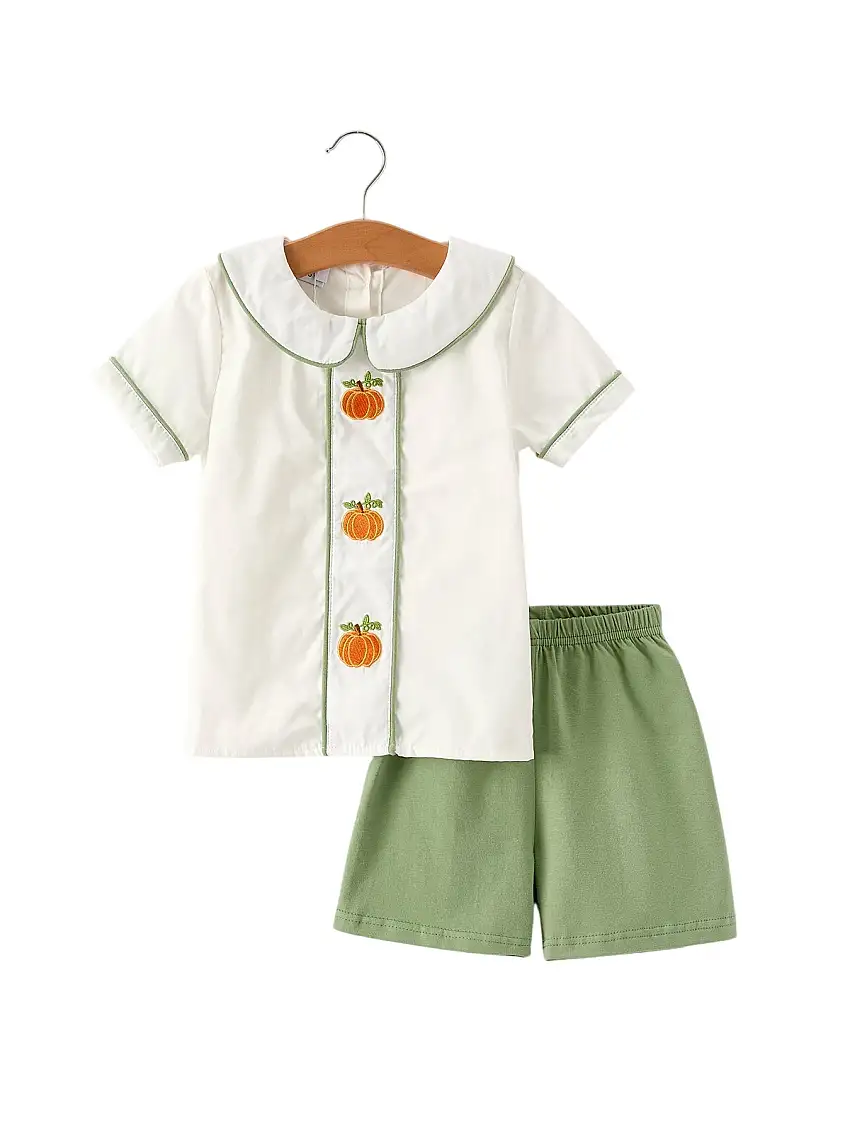 Thanksgiving & Halloween Pumpkin Applique Boy's Set