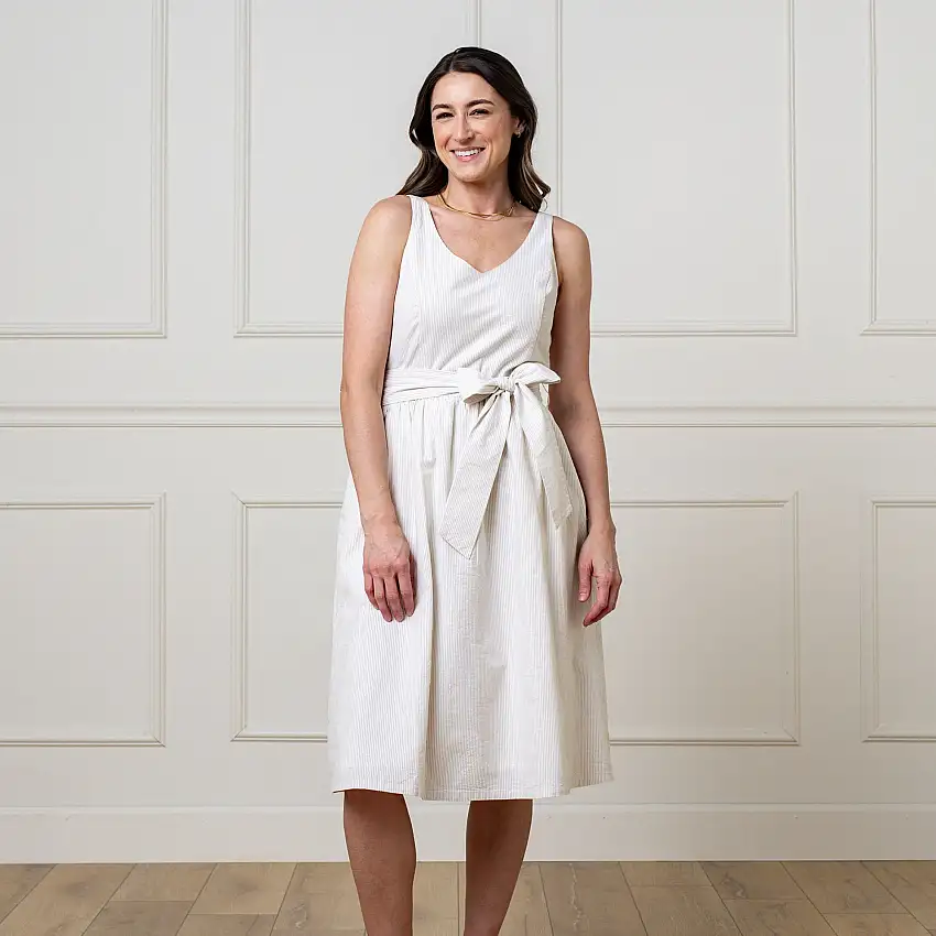 A-line Organic Dress With Sash Taupe