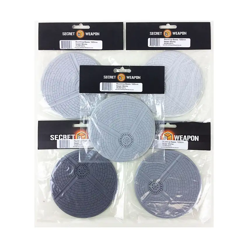 120mm Round Lip Base - Sewer Works (5-Pack)