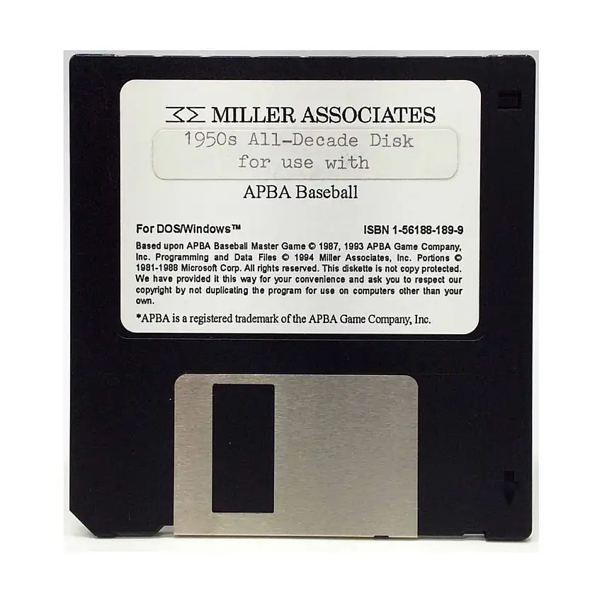 APBA Major League Players Baseball - 1950s All-Decade Disk