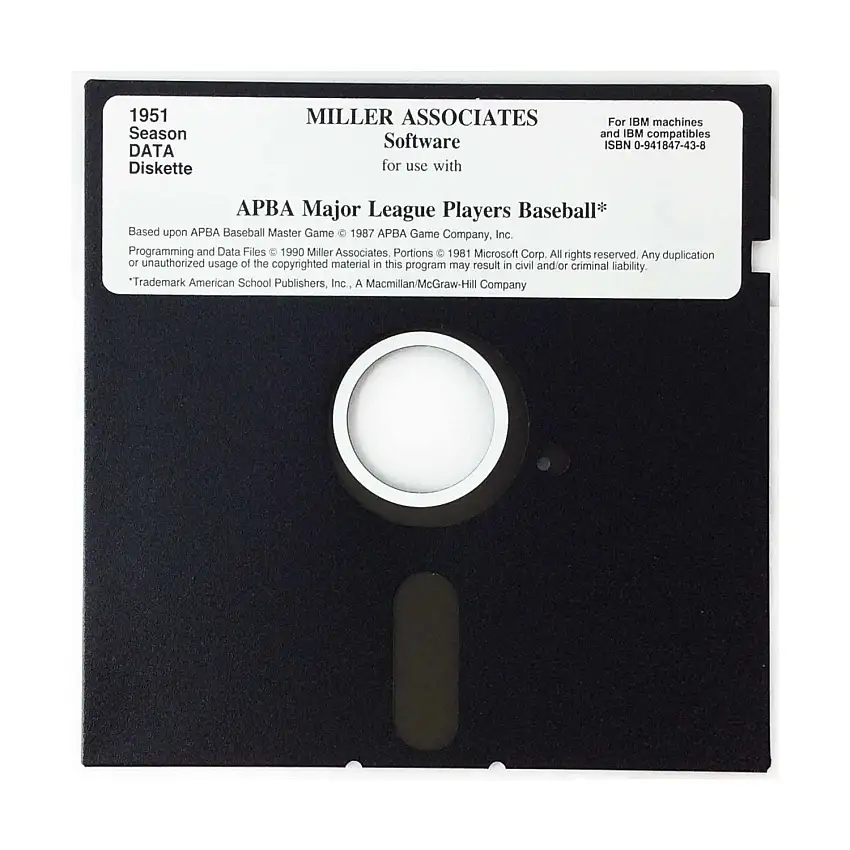 APBA Major League Players Baseball - 1951 Season