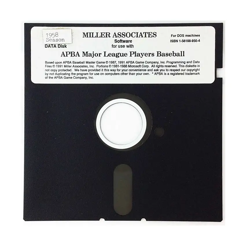 APBA Major League Players Baseball - 1958 Season