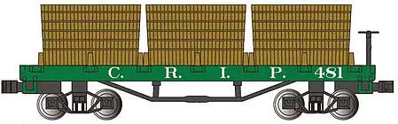 Bachmann 15556 N Scale Old-Time Wood Tank Car with 3 Tanks - Ready to Run -- Rock Island (green)