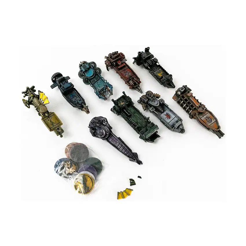 Unique Scythe Airship Miniatures w/Upgraded Airship Bases