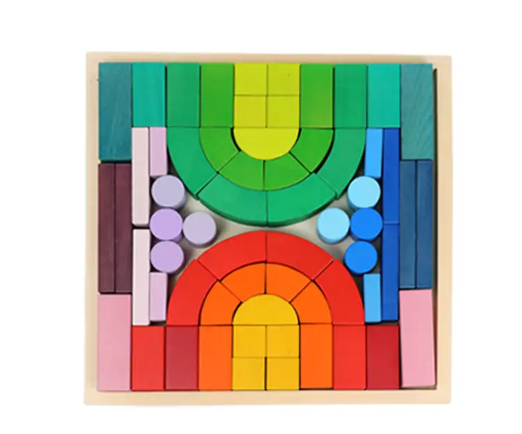 Large Stained Romanesque Stacking Puzzles Building Blocks