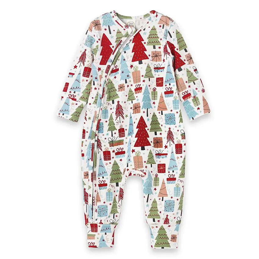 Christmas Merry Baby Bamboo Zipper Romper - Family Matching