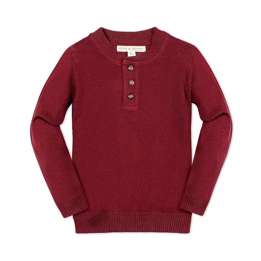 Organic Sweater Henley With Elbow Patches - Baby