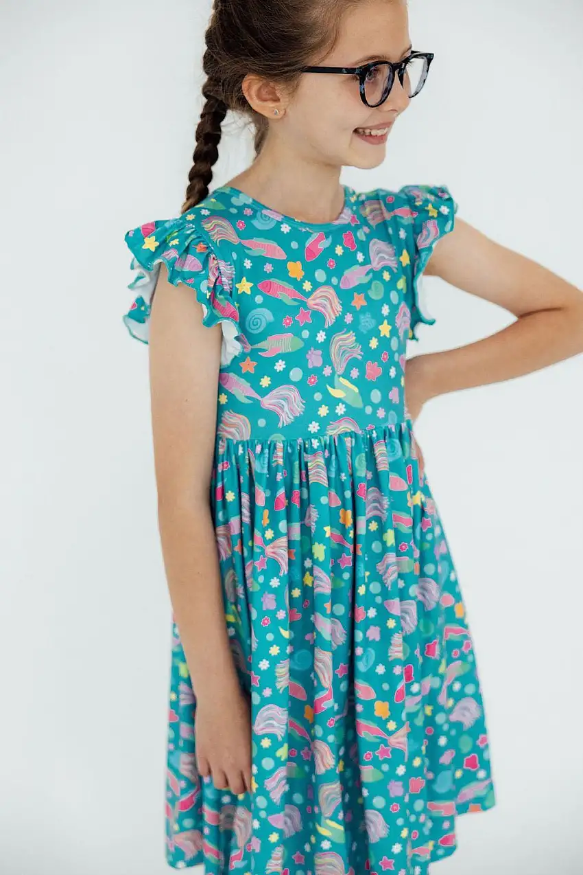 Betta Blooms Flutter Sleeve Twirl Dress