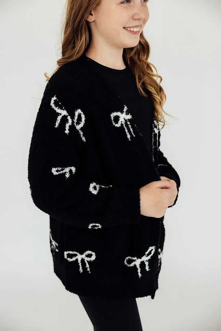 Black/coconut Bow Cozy Cardigan